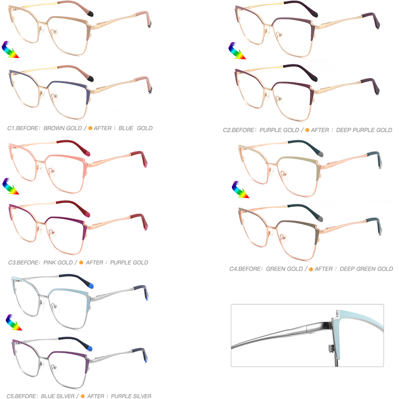 WXSL-XJ0033 Photochromic Cat Eye Metal Frame Optical Glasses 2024