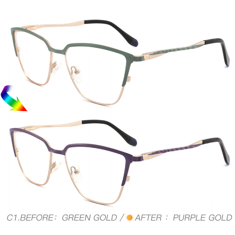 WXSL-XJ0039 Cat Eye Metal Photochromic Optical Glasses 