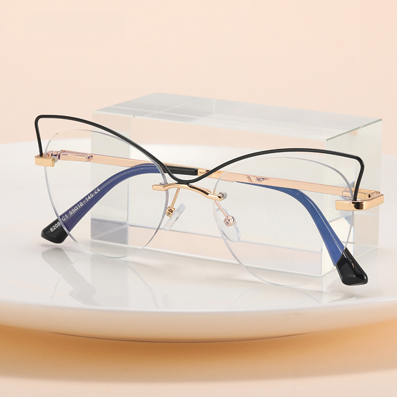 Newest Fashion Metal Cat Eye Glasses Frame Women's Blue Light Blocking Glasses Retro Optical Eyeglasses Frame