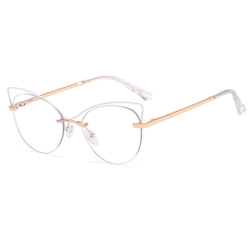 Newest Fashion Metal Cat Eye Glasses Frame Women's Blue Light Blocking Glasses Retro Optical Eyeglasses Frame