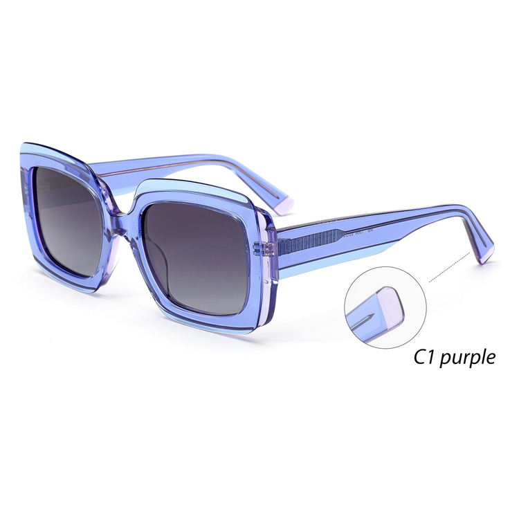 2024 Fashion High Quality Square Big Frame Female Polarized Sun Glasses Retro Colorful Gradient Lens