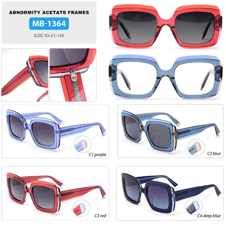 2024 Fashion High Quality Square Big Frame Female Polarized Sun Glasses Retro Colorful Gradient Lens