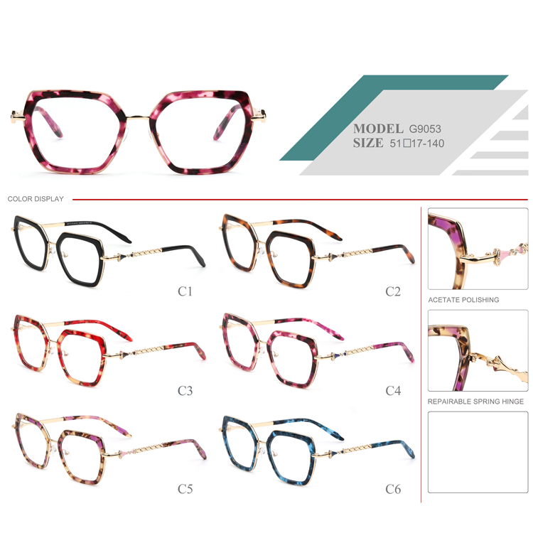 2024 Luxury Fashion Prescription Glasses for Women Cat-Eye Frame Acetate Metal Eyeglasses