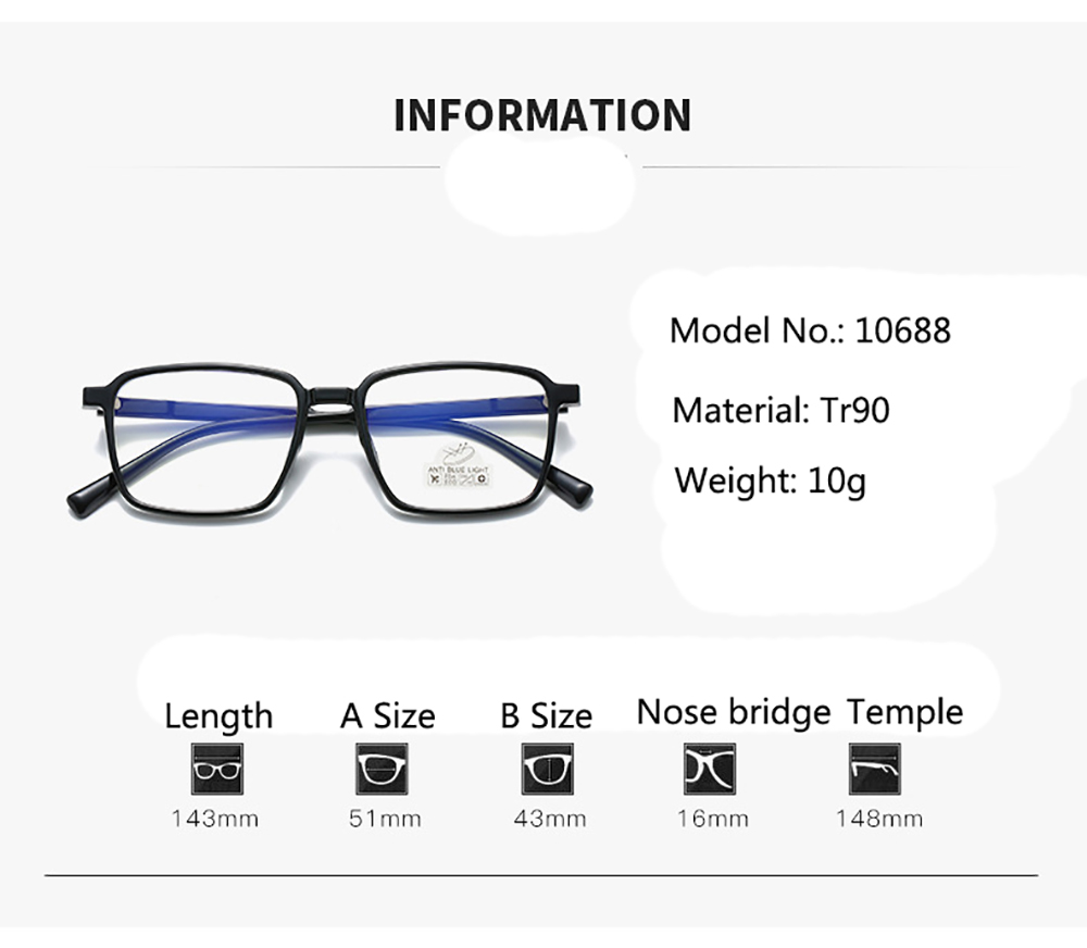 MK10688 2023 New Custom Prescription Glasses Designer Anti Blue Light Spectacle Frames