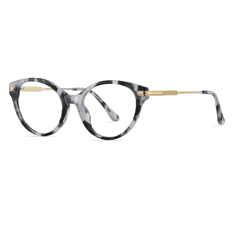 Women Cat Eye Optical Glasses Acetate Metal Fashion Eyeglasses Frames Men Vintage Glasses Computer