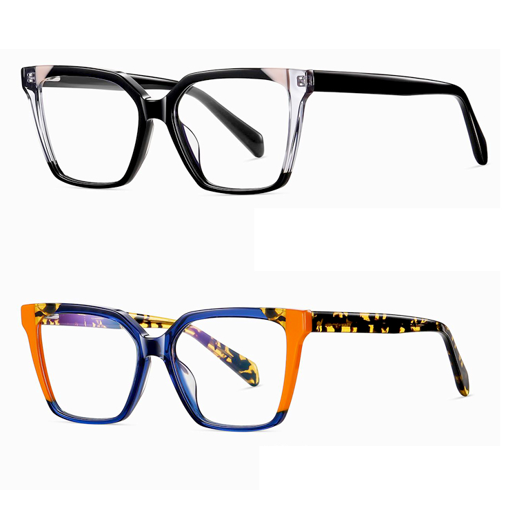 Colorful Laminate Acetate Glasses Frame Men Square Prescription Eyeglasses 2024