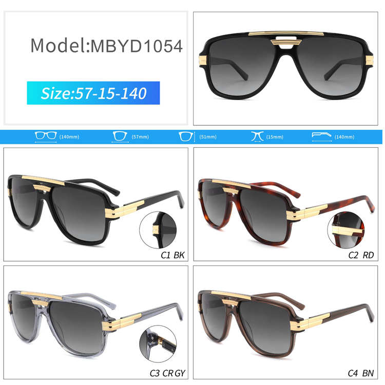 2024 Vintage Acetate Square Sun Glasses Male Brand Design Leopard Black Frame Polarized Sunglasses