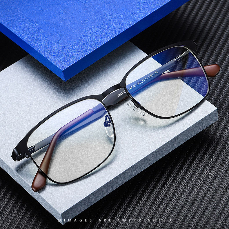 Fashion Metal Men Blue Anti Reflection Glasses 2307 Wholesale Eyewear Eyeglasses Frames Manufacturers