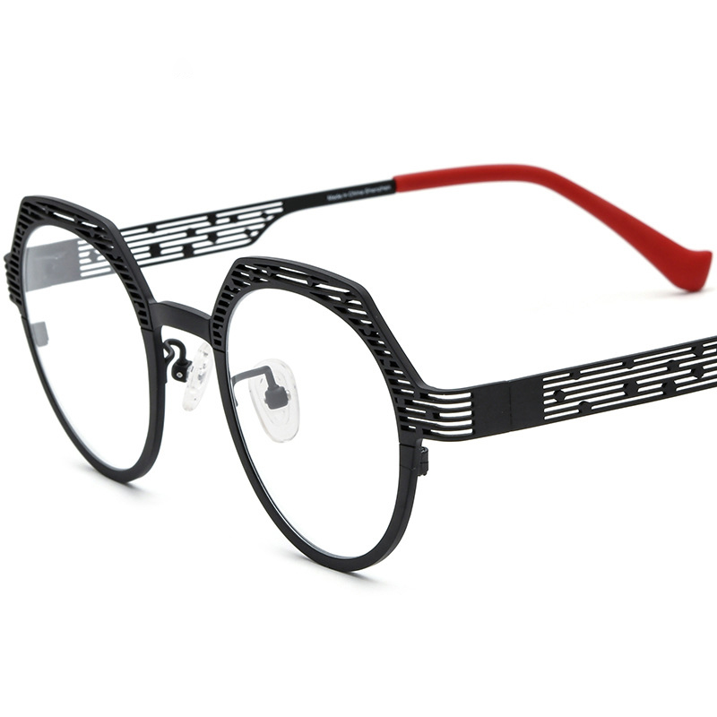 Fashion Colorful Hollow-Carved Pure Titanium Glasses Frame 2024 Eye Glasses for Round Eyeglasses