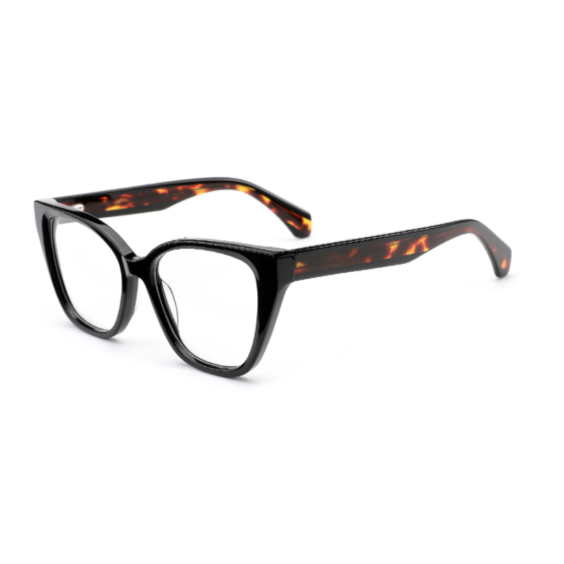Sophisticated Colorful Cat Eye Acetate Eyeglass Frames Fashion Double Color Thick Design for Unisex Girl and Men