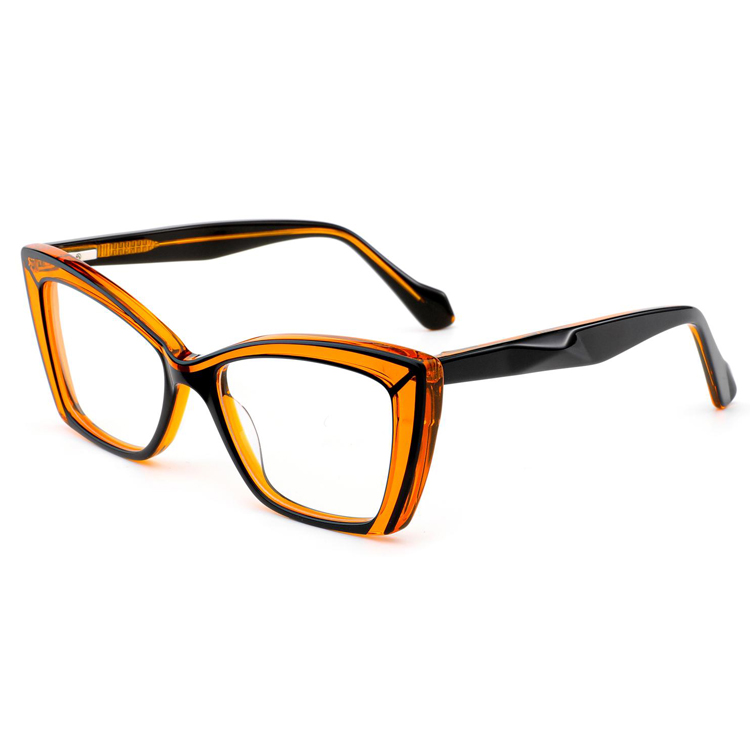 Vintage Handmade Acetate Glasses Frame Unisex High Quality Big Cat-Eye Yellow Eyeglasses Frame