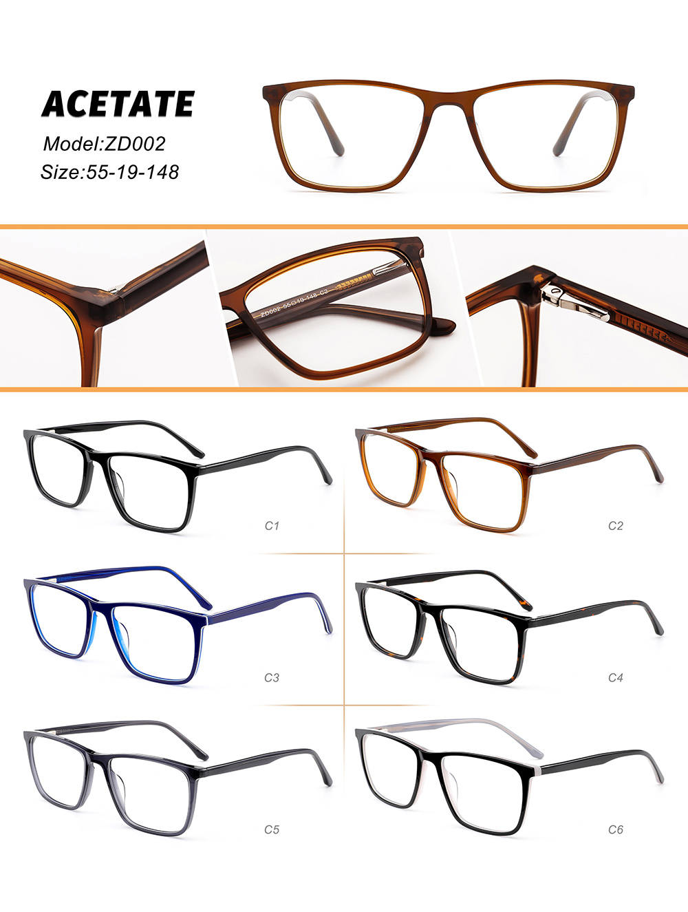 ZD002 ACETATE OPTICAL FRAME