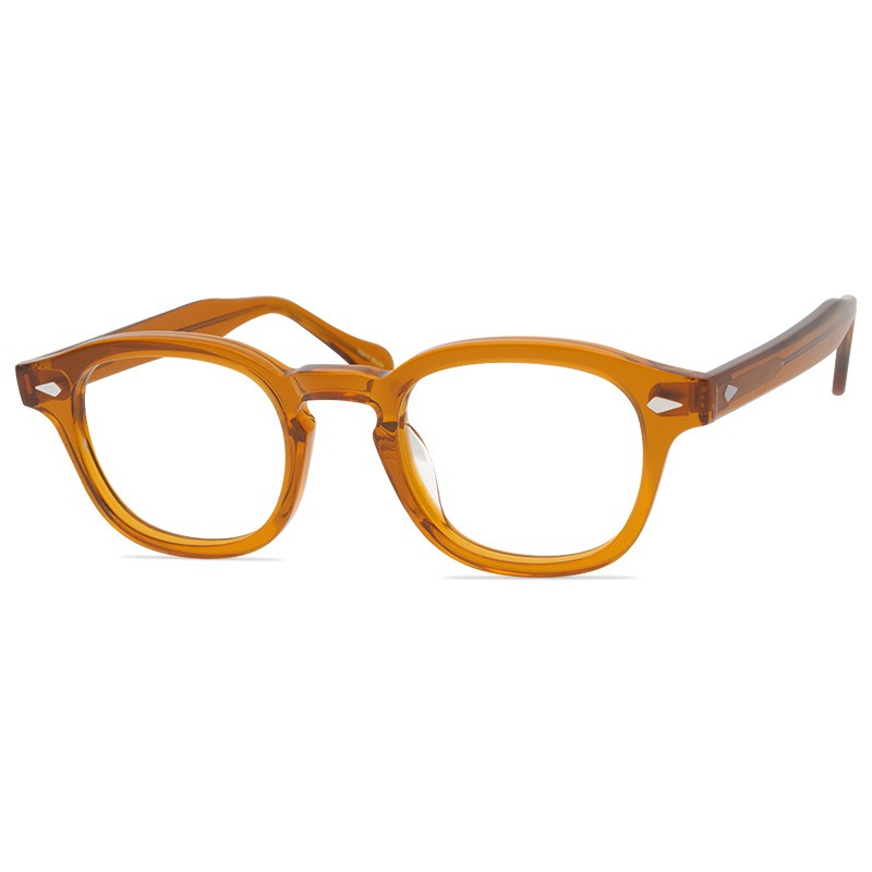 46mm Vintage Round Blue Frame Men Women High Quality Acetate Eyewear Japanese Style Handmade Fashion 3+4 Eyewear 
