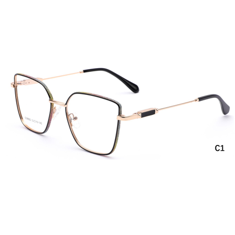 Glitter Metal Rim Cat Eye Optical Frame