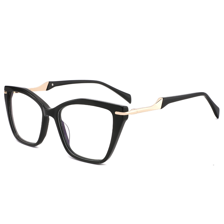 YG78080 High-Quality Acetate Glasses Men Women Fashion Green Brown Cat-Eye Frame Metal Temple Eyeglasses