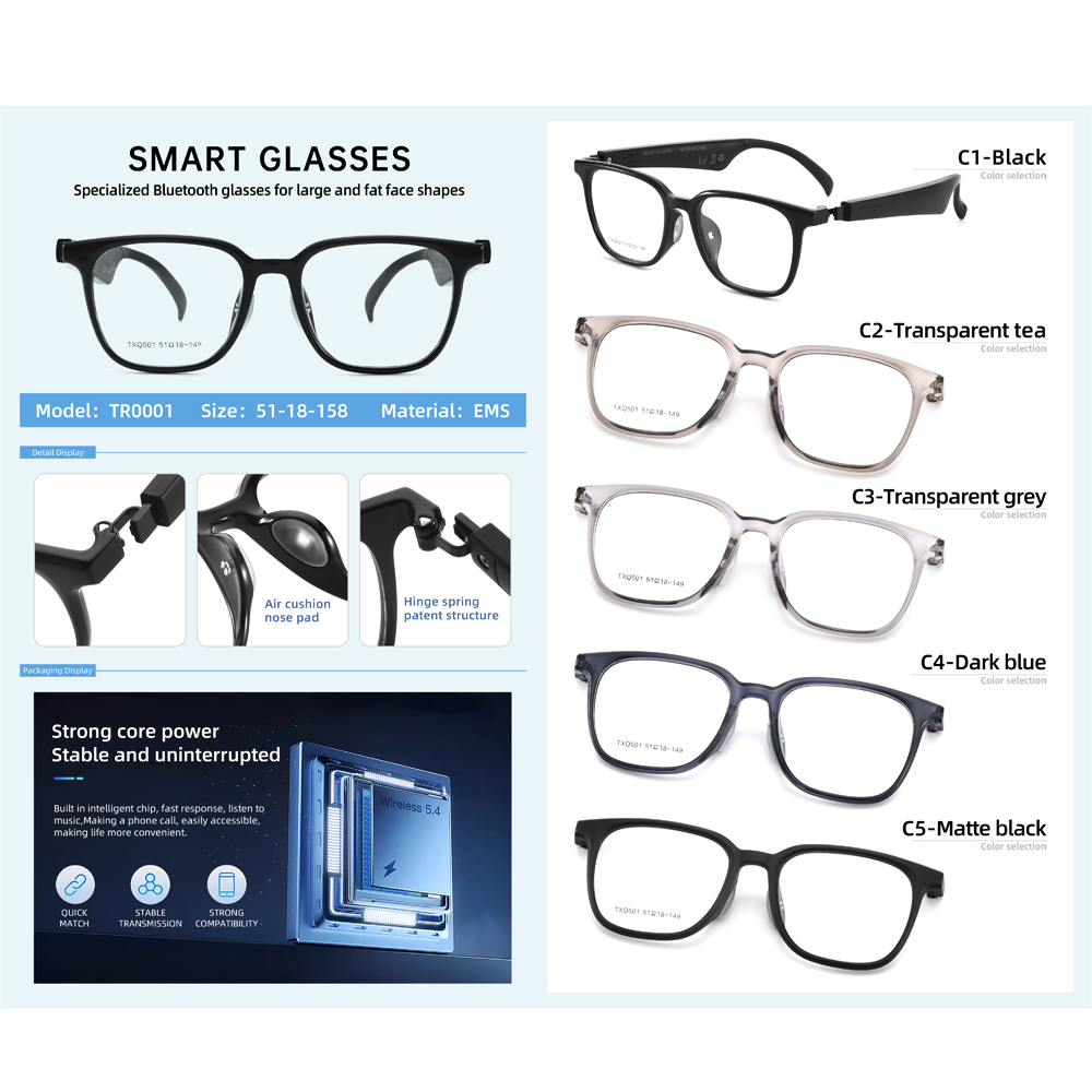 MK503 New Arrival Smart Bluetooth Glasses with Cameras AR AI Translation ENC Calling Music 