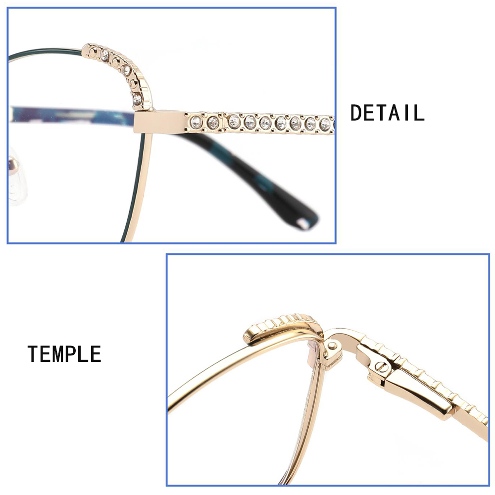 DQ5631 Women Cat Eye Rhinestone Metal Optical Frame