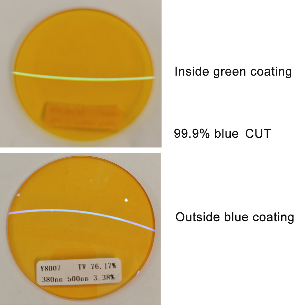 Y8007 99.9% Blue Cut Fiter Function UV420 HMC Blue Coating Lens