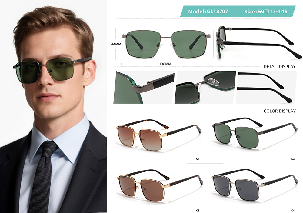 GLT8707 Men High Quality Metal Sunglasses 