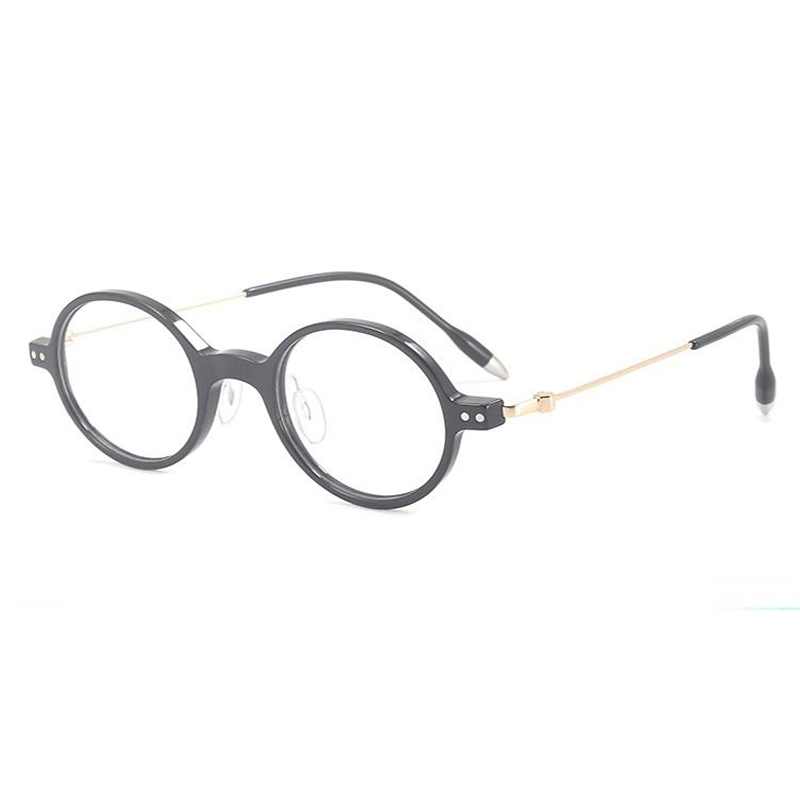 W-5022 New Classic Round Titanium Mix TR Solid Durable Optical Frame Eyeglasses for All Face Shape Spectacle Eyewear with Pins