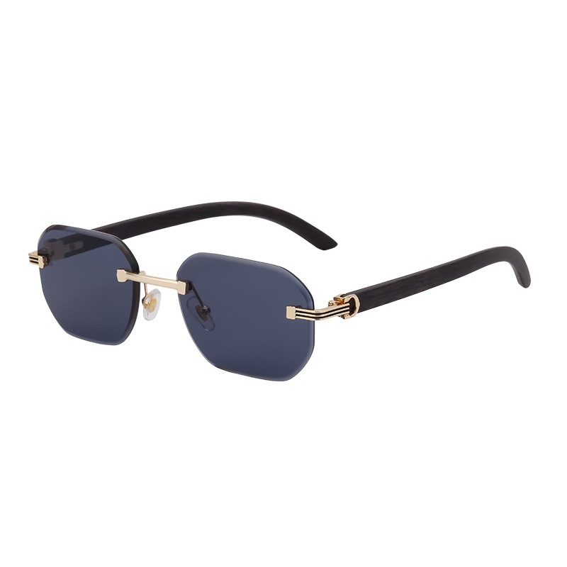 MK-ZX3050 New Men Fashion Retro Classic Popular Wholesale Rectangle PC Metal Wooden Rimless Sunglasses Shades