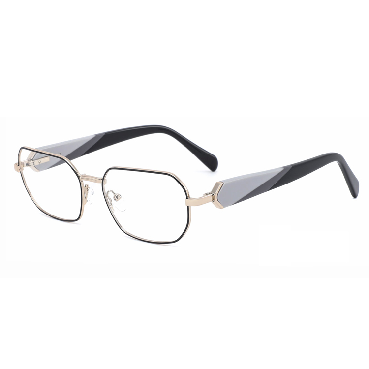 High Quality Women Metal Optical Eyeglasses Square Frame Fashion Spectacles Frame Acetate Temple Prescription Glasses