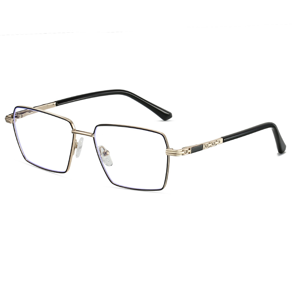Fashion Rectangle Full-Rim Metal Anti-Blue Light Eyeglasses Stainless Steel Optical Glasses
