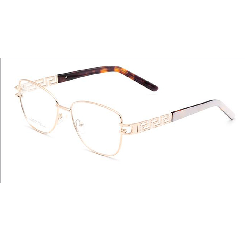 WHEF-CD9609 High Quality Cat Eye Metal Full Optical Glasses Eyeglasses Frames for All Face Spectacles with Acetate Temple